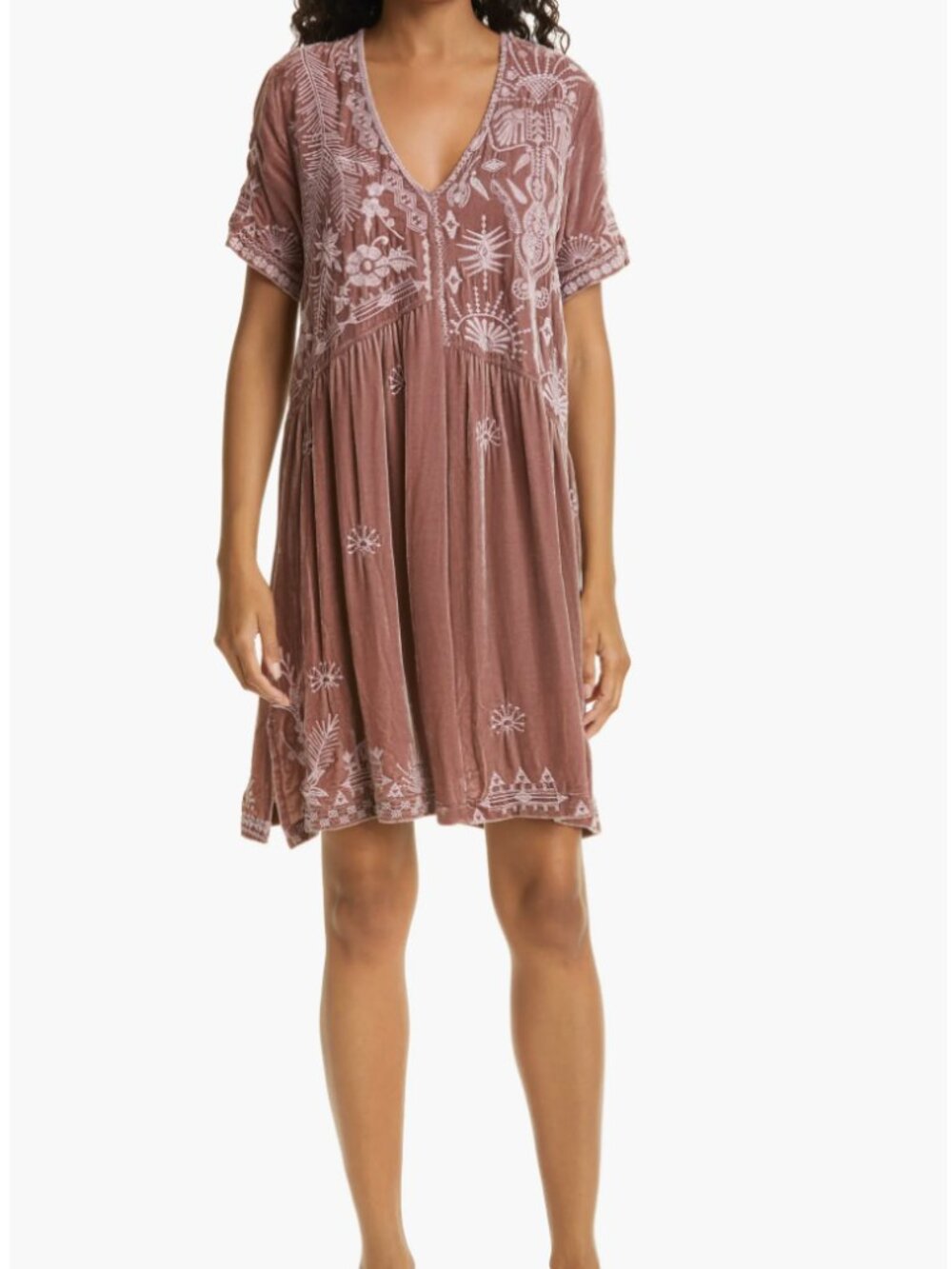 Johnny Was Dylan Velvet Tunic Dress Boho Luxe Silk Blend
